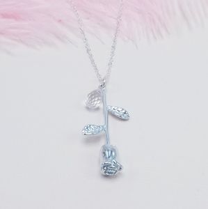 Sterling silver rose necklace